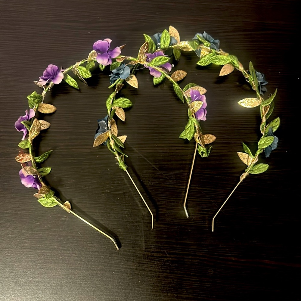 NWOT 2 Flower Headbands, One Dark Blue, One Purple